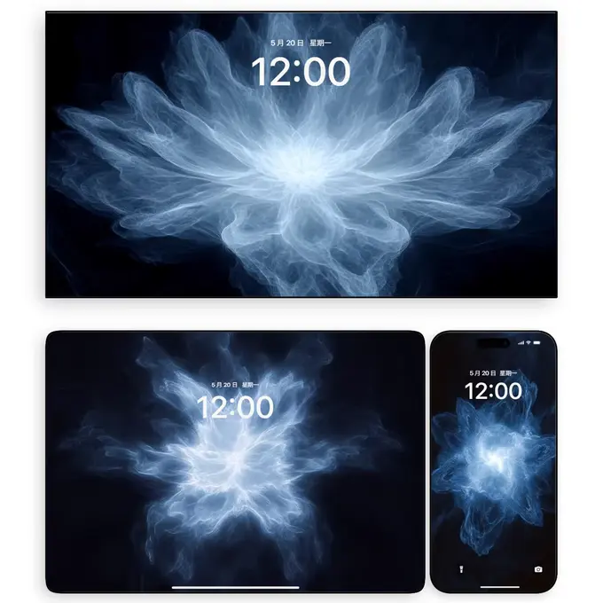 星芒几何蓝金渐变图4K超清电脑平板iPad手机壁纸 第3张