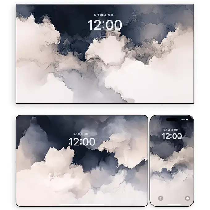 黑底鎏金星尘暖烟 高级烟雾氛围感4K壁纸 电脑手机平板iPad通用 第3张