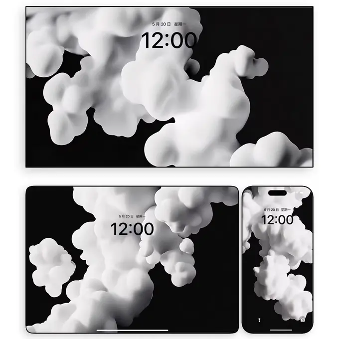 黑底鎏金星尘暖烟 高级烟雾氛围感4K壁纸 电脑手机平板iPad通用 第5张