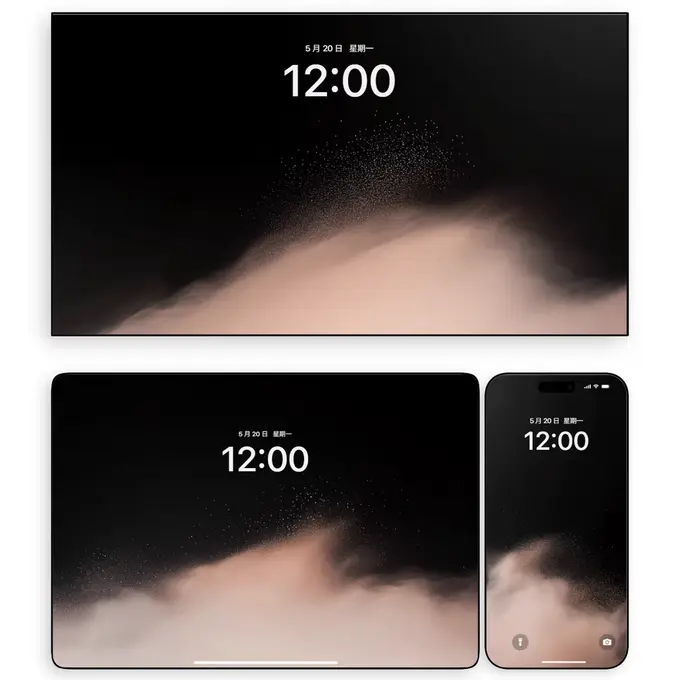 黑底鎏金星尘暖烟 高级烟雾氛围感4K壁纸 电脑手机平板iPad通用