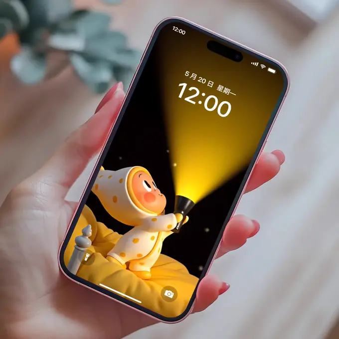 泡泡玛特星星人手电筒照亮锁屏手机动态壁纸 第4张