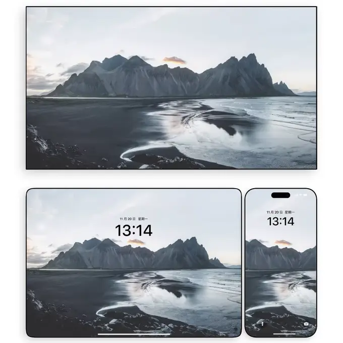 冰岛南海岸黑沙滩与韦斯特拉霍恩山(电脑手机平板ipad4K高清壁纸)