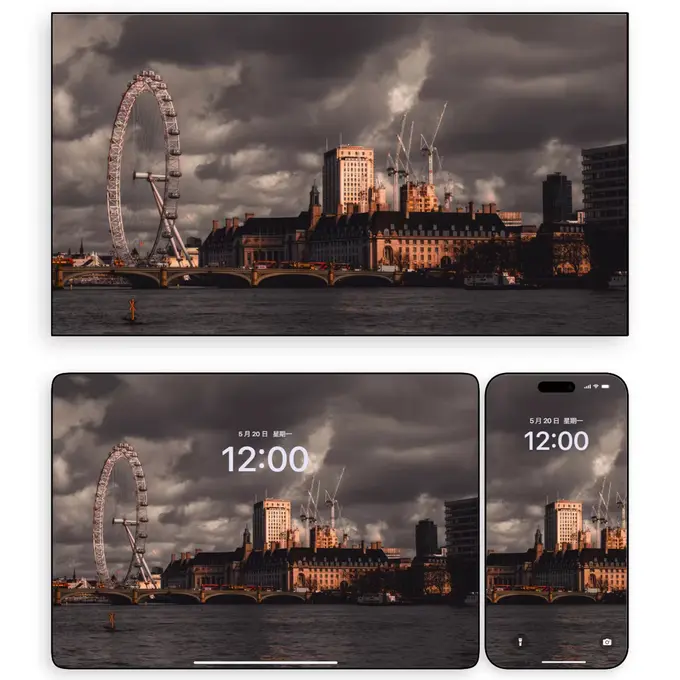 伦敦之眼暮云垂电脑手机平板ipad4K高清壁纸 第1张