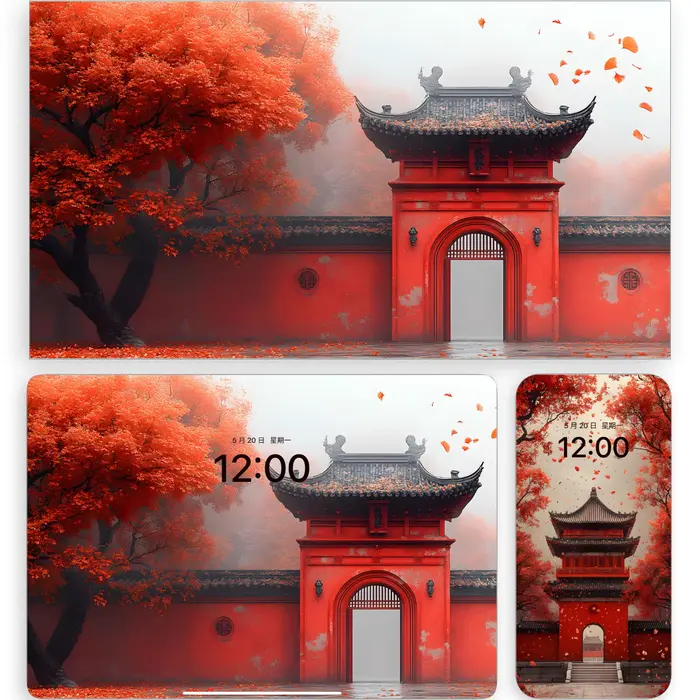 古寺枫景壁纸 适配手机电脑平板ipad 4K高清苹果安卓桌面背景图片  第2张