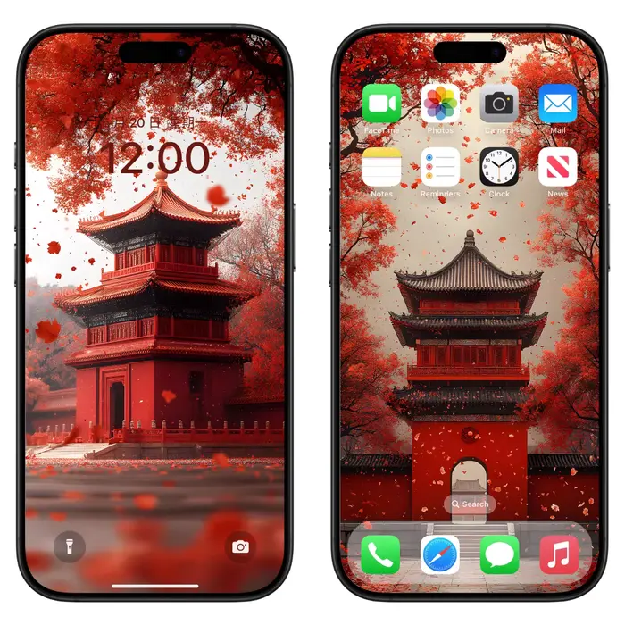 古寺枫景壁纸 适配手机电脑平板ipad 4K高清苹果安卓桌面背景图片  第3张