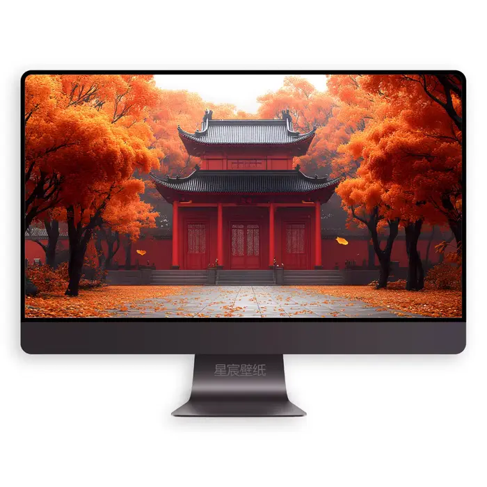 古寺枫景壁纸 适配手机电脑平板ipad 4K高清苹果安卓桌面背景图片  第4张