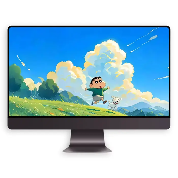 蜡笔小新与小白的治愈系郊游 手机电脑ipad平板高清4k壁纸 第3张