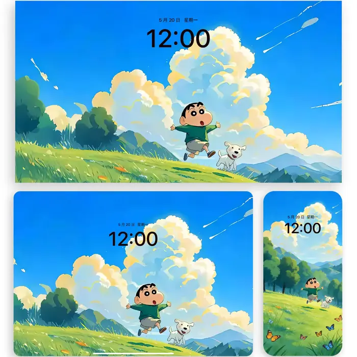 蜡笔小新与小白的治愈系郊游 手机电脑ipad平板高清4k壁纸