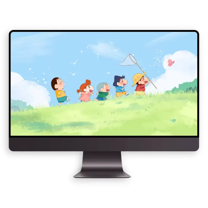 蜡笔小新治愈系户外郊游 手机电脑ipad平板4k高清壁纸 第4张