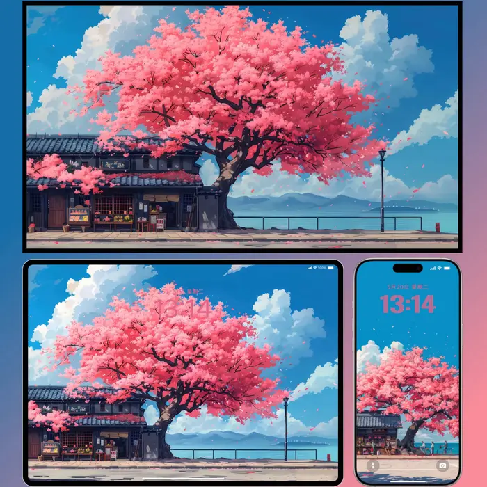 10张高清插画春日樱花 手机壁纸电脑ipad平板折叠屏4K壁纸 第3张