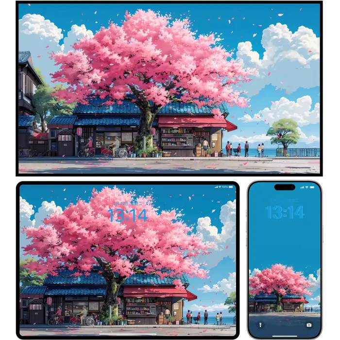 10张高清插画春日樱花 手机壁纸电脑ipad平板折叠屏4K壁纸 第1张