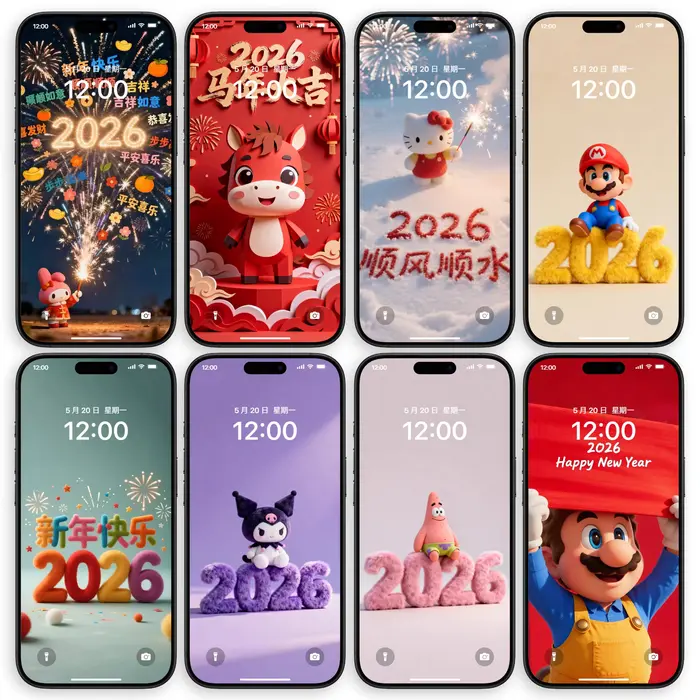 30张可爱卡通2026新年发财手机高清4K裸眼3D立体壁纸 第5张