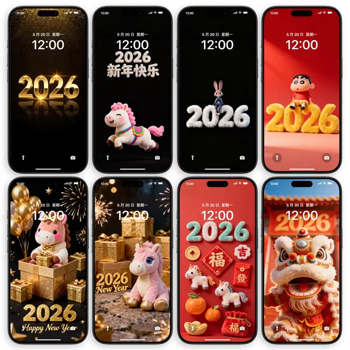 30张可爱卡通2026新年发财手机高清4K裸眼3D立体壁纸 第4张