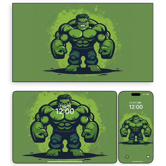 漫画风绿巨人的力量迸发4K超清电脑手机ipad平板壁纸