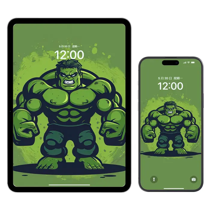 漫画风绿巨人的力量迸发4K超清电脑手机ipad平板壁纸 第2张