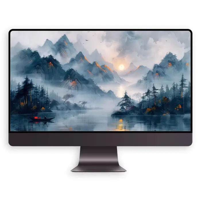 云山暮霭图4K超清电脑手机ipad平板折叠屏壁纸 第3张