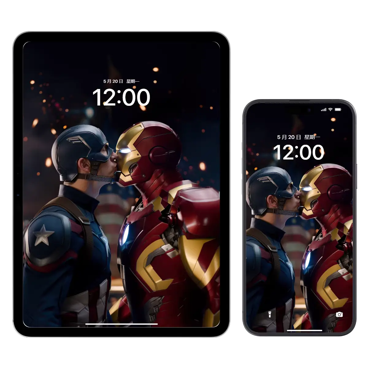 盾铁的星火之吻 钢铁侠与美队的永恒烙印壁纸 第2张