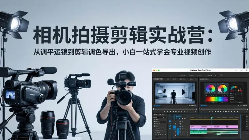 相机拍摄剪辑实战营：从调平运镜到剪辑调色导出