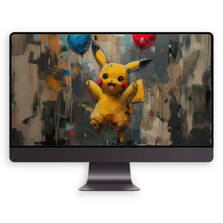 艺术泼墨风皮卡丘壁纸 治愈系气球款 4K高清电脑手机壁纸 第5张