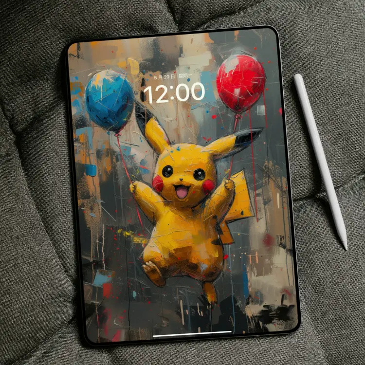 艺术泼墨风皮卡丘壁纸 治愈系气球款 4K高清电脑手机壁纸 第3张