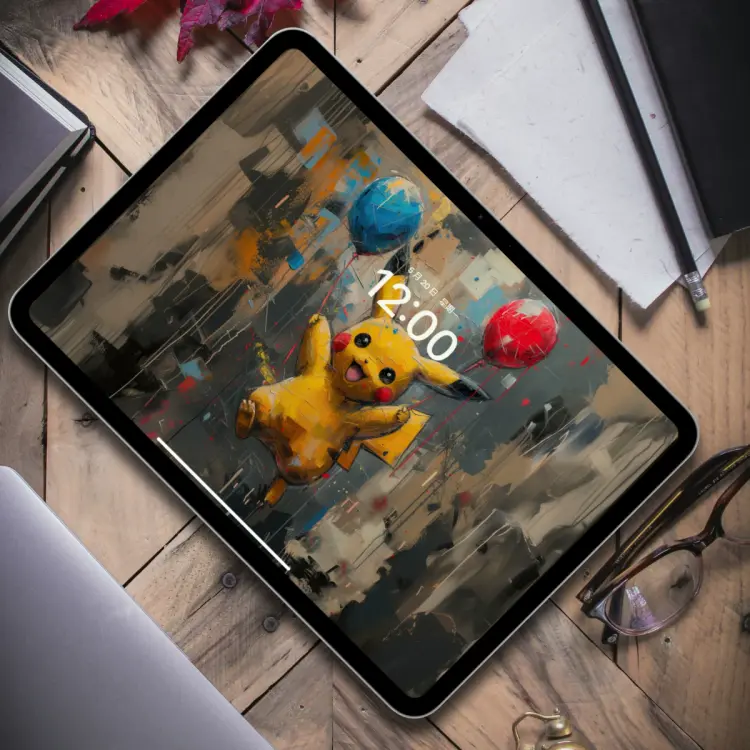 艺术泼墨风皮卡丘壁纸 治愈系气球款 4K高清电脑手机壁纸 第4张