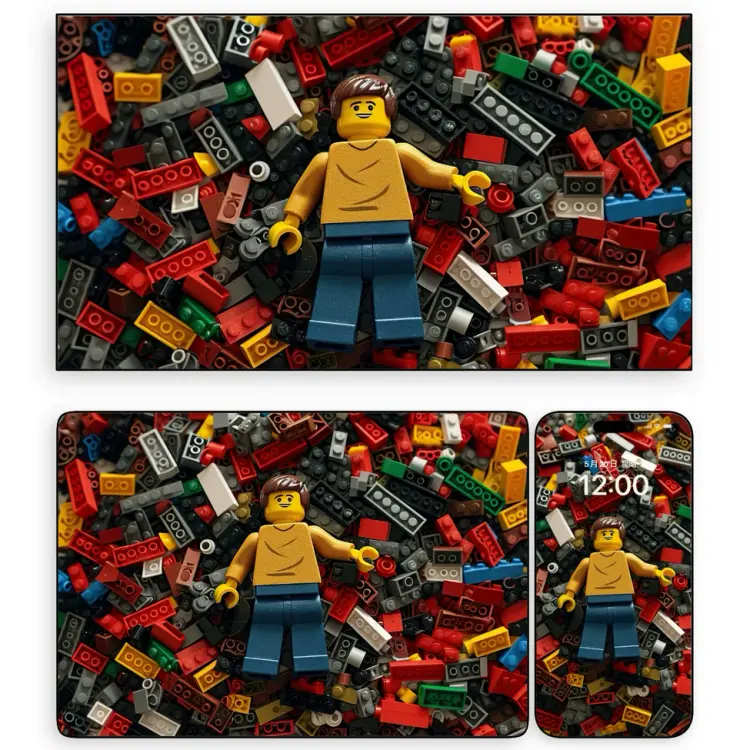 复古乐高小人仔创意壁纸 积木堆治愈系4K高清电脑手机ipad壁纸