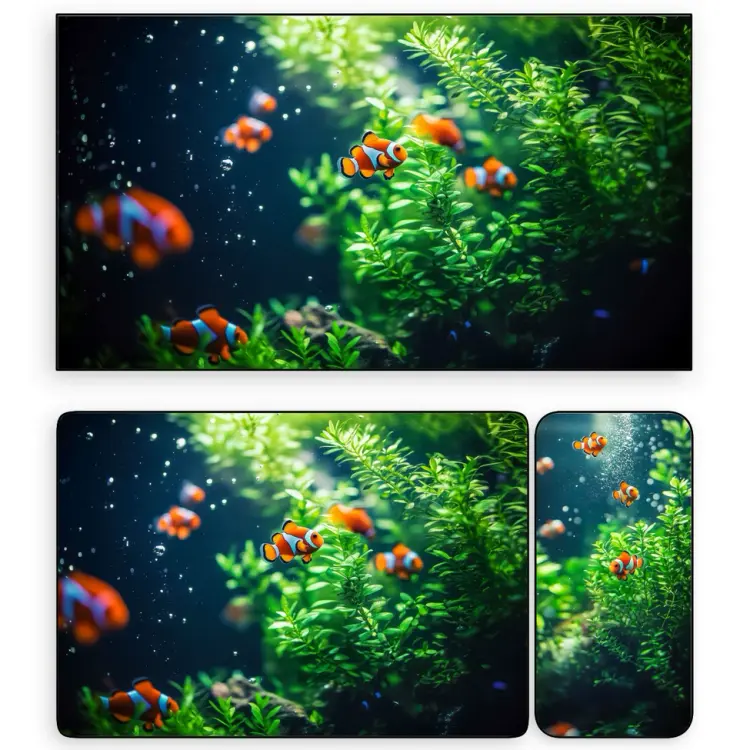 水草阳光绿色珊瑚礁小精灵小鱼4K高清壁纸