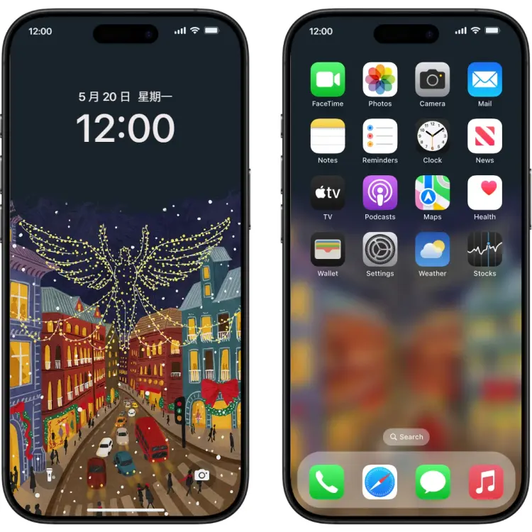 5套圣诞广场 新年烟花氛围感4K高清手机壁纸 第5张