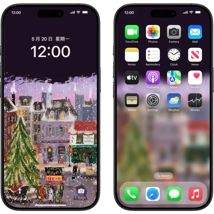 5套圣诞广场 新年烟花氛围感4K高清手机壁纸 第4张