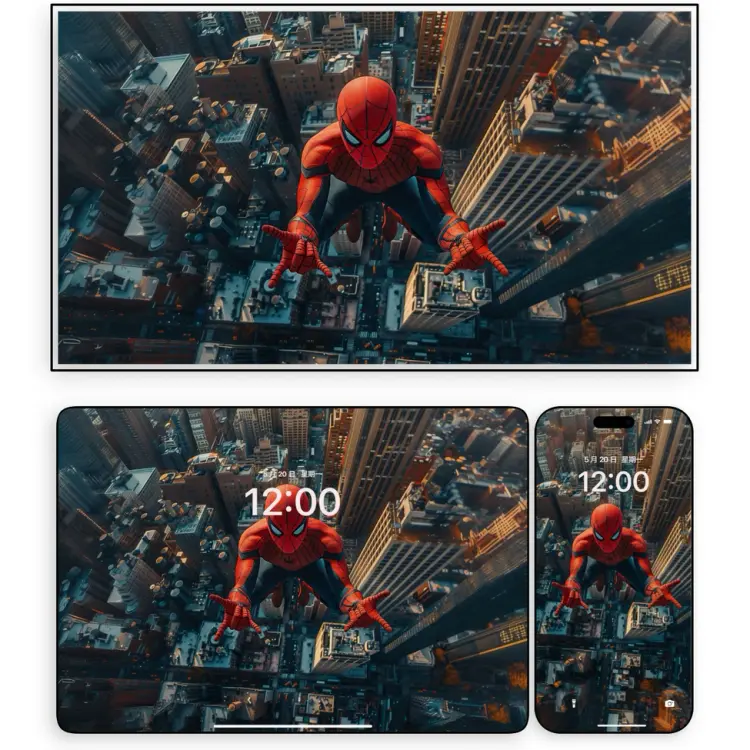 蜘蛛侠红蓝战衣超燃飞行4K高清壁纸 全屏电脑ipad手机壁纸