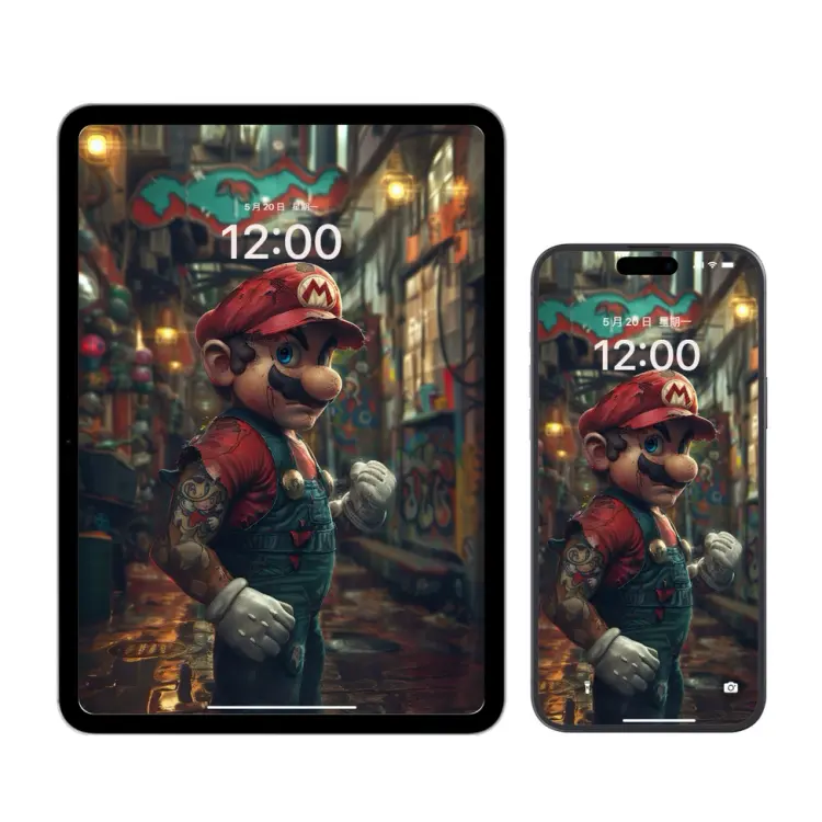 肌肉纹身朋克马里奥 暗黑街头风4K高清壁纸 第4张