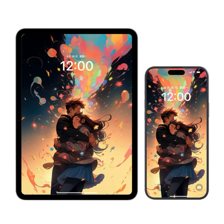 4K高清梦幻星夜情侣温馨拥抱壁纸 第5张