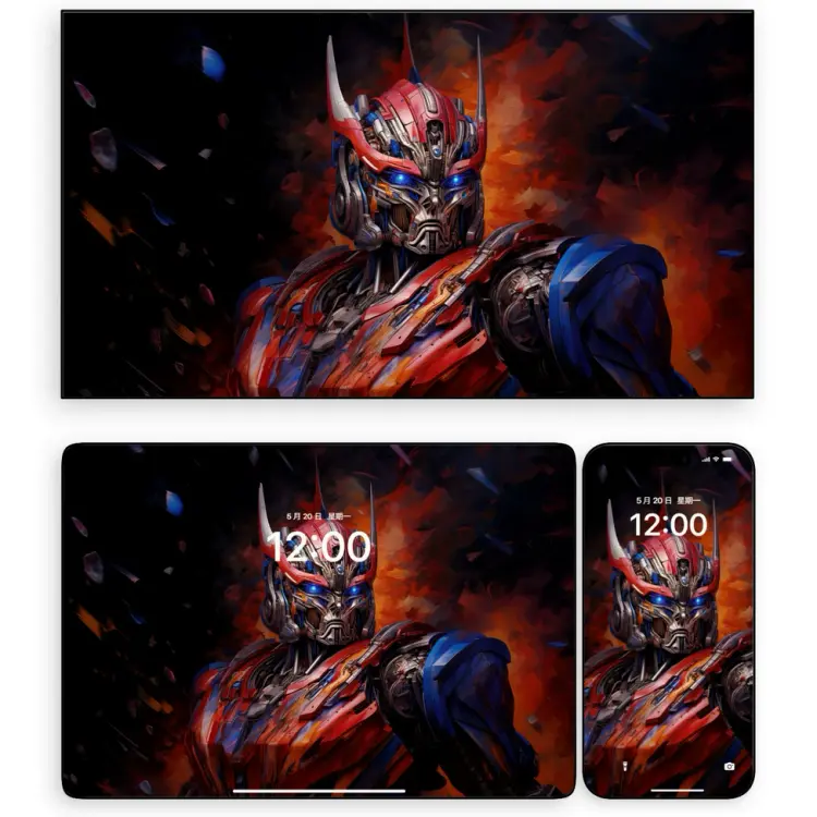 变形金刚擎天柱4K高清壁纸 火焰战场红蓝机甲