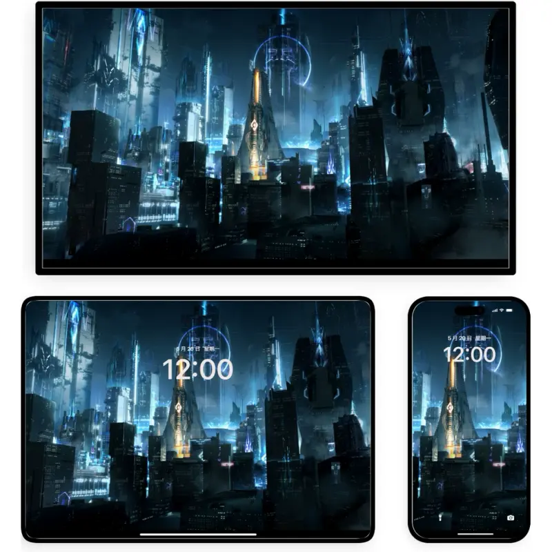 赛博朋克风治愈系科幻城市氛围4K高清壁纸 第4张