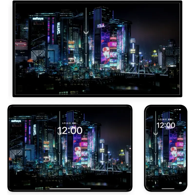 赛博朋克风治愈系科幻城市氛围4K高清壁纸 第2张