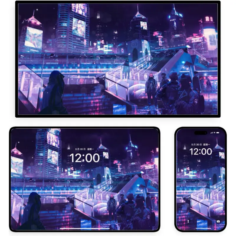 赛博朋克风治愈系科幻城市氛围4K高清壁纸 第5张