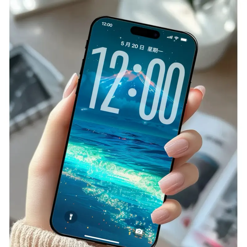 富士山下荧光月夜8K超清风景护眼图壁纸 第4张