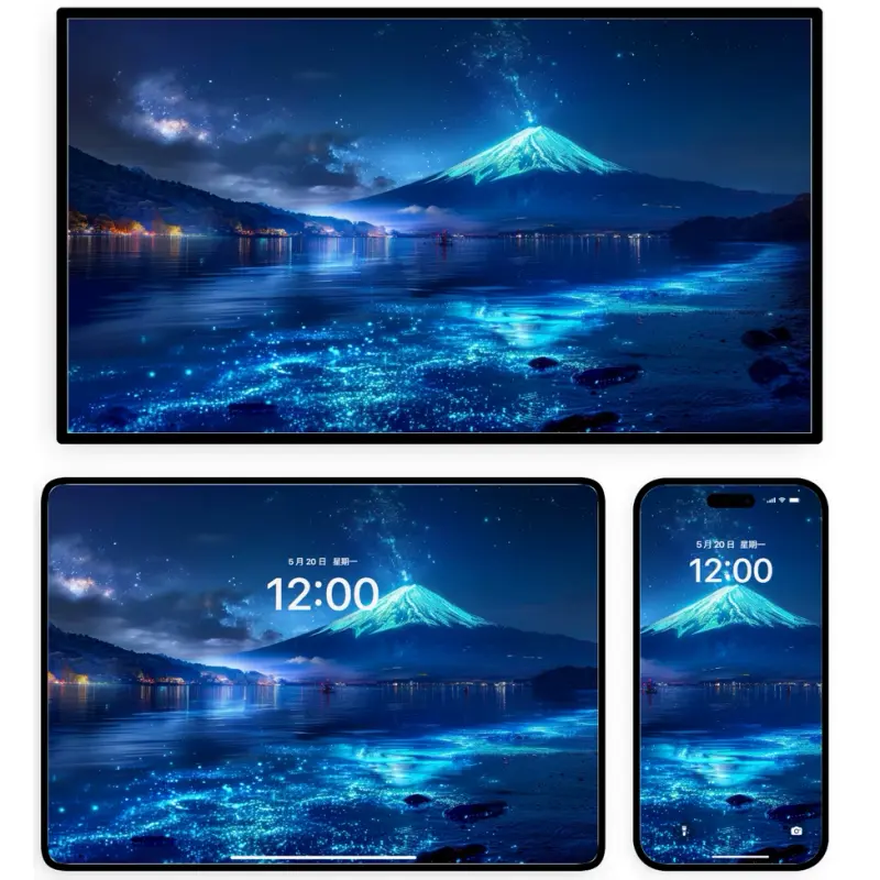 月浸荧川 富士临光 8K超高清风景护眼壁纸