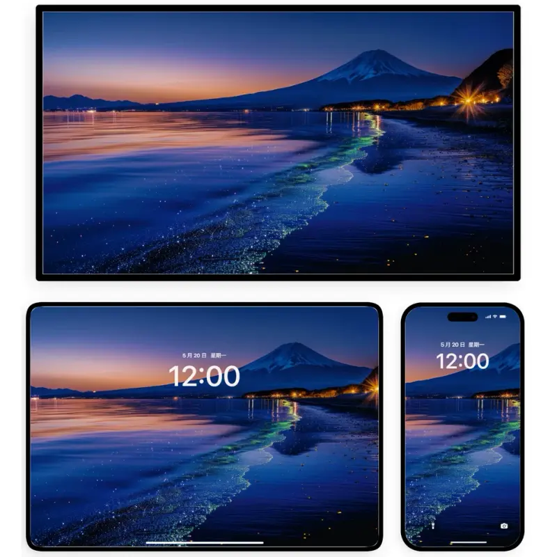 富士山荧光海8K超清风景护眼壁纸