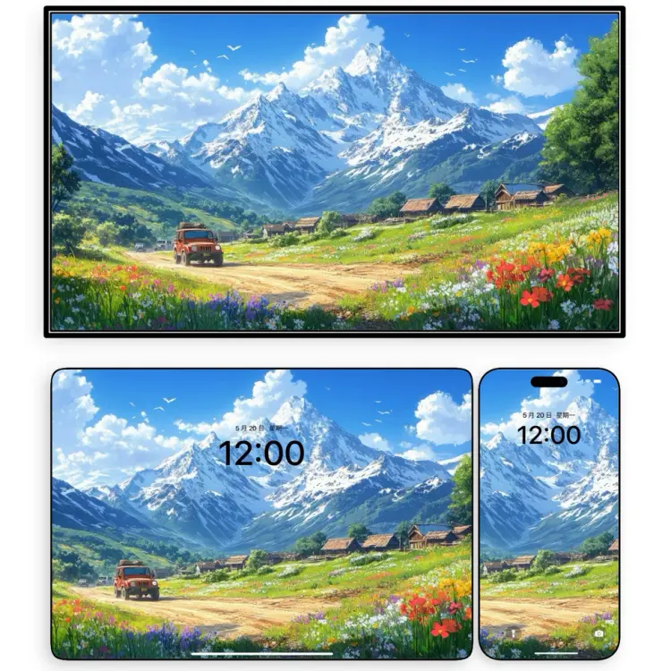 8张宫崎骏花海蓝天治愈系风景8K高清壁纸（mac电脑ipad平板） 第4张