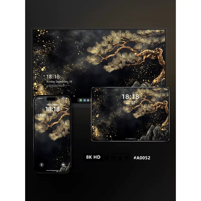 10张8K超清黑金松树壁纸 iPad手机电脑平板高清壁纸 第3张