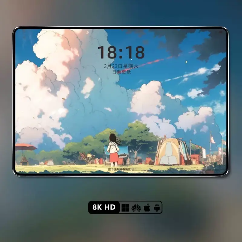 9张简约清新治愈插画宫崎骏风格风景8K壁纸 第2张