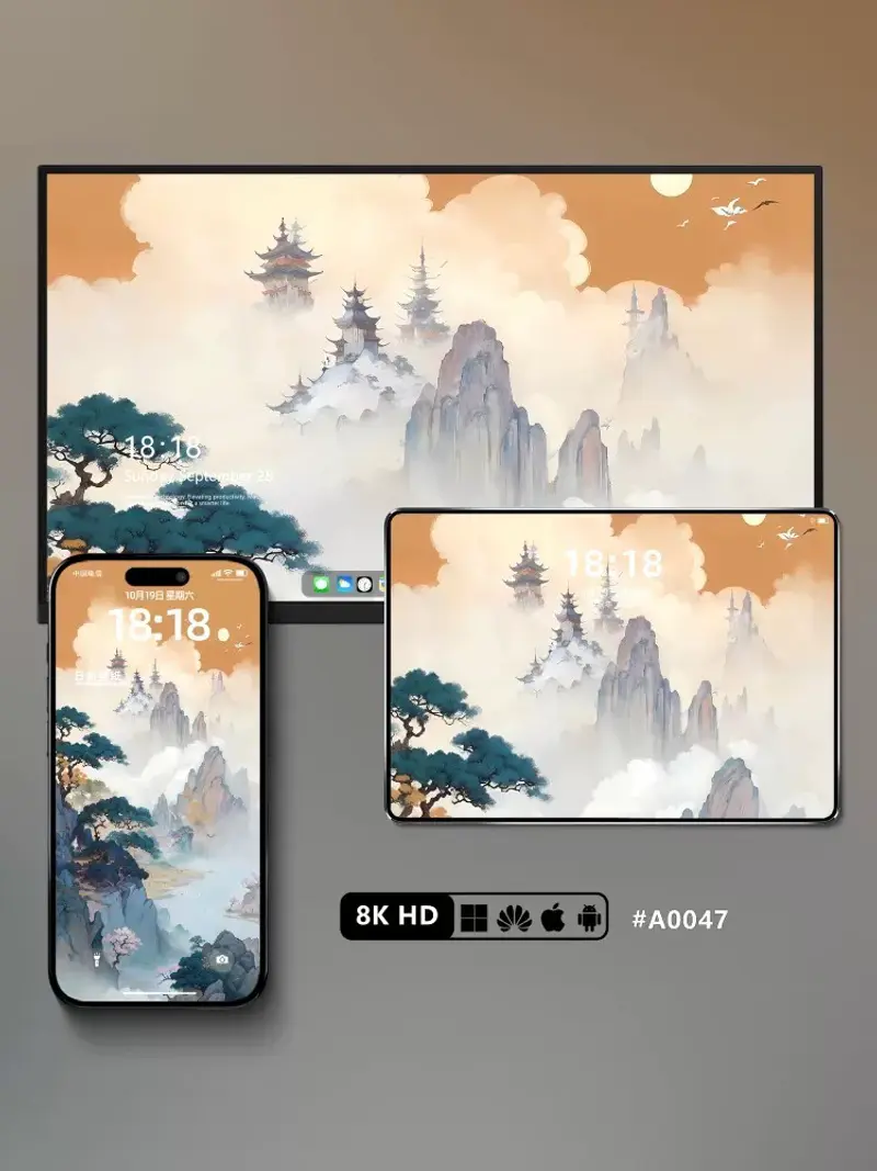16张8K超清水墨画壁纸 手机平板电脑通用意境壁纸 第2张