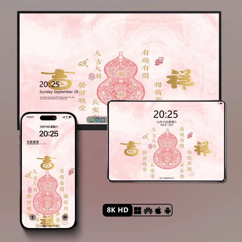 6张福禄吉祥发财大吉大利壁纸 手机平板电脑8K壁纸
