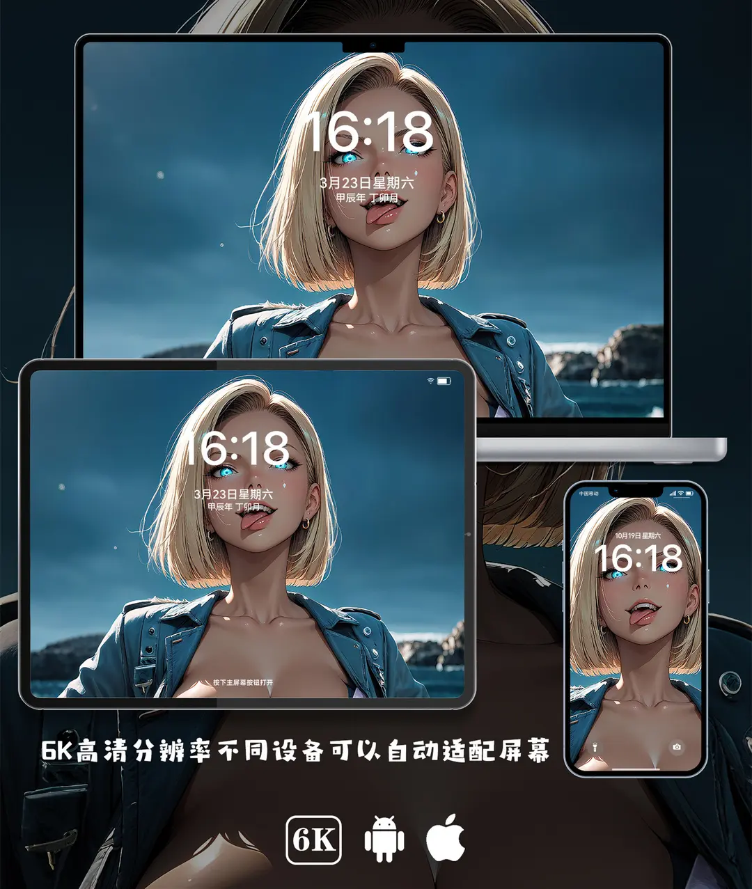 七龙珠人造人18号插画二次元6K高清壁纸（共7张图片)