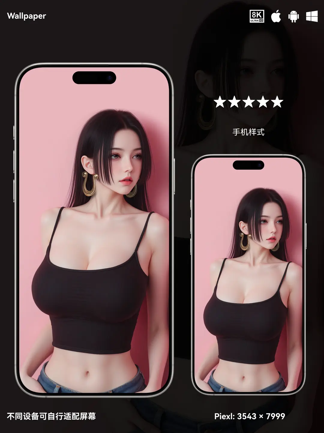 海贼王汉库克女帝二次元动漫性感美女8K壁纸（#137无损图片) 第3张