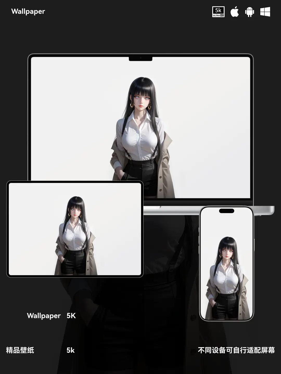 火影忍者雏田二次元动漫性感职业装5K壁纸（#20无损图片)