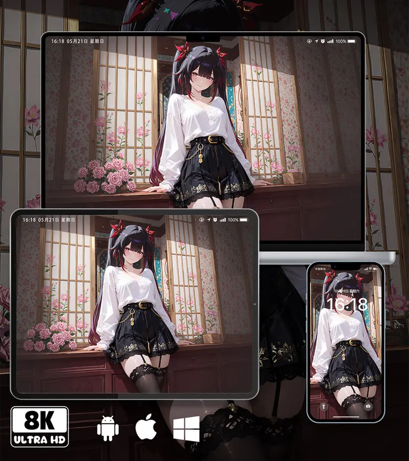 星穹铁道花火窗边玫瑰二次元游戏美少女8K壁纸（共7张图片)