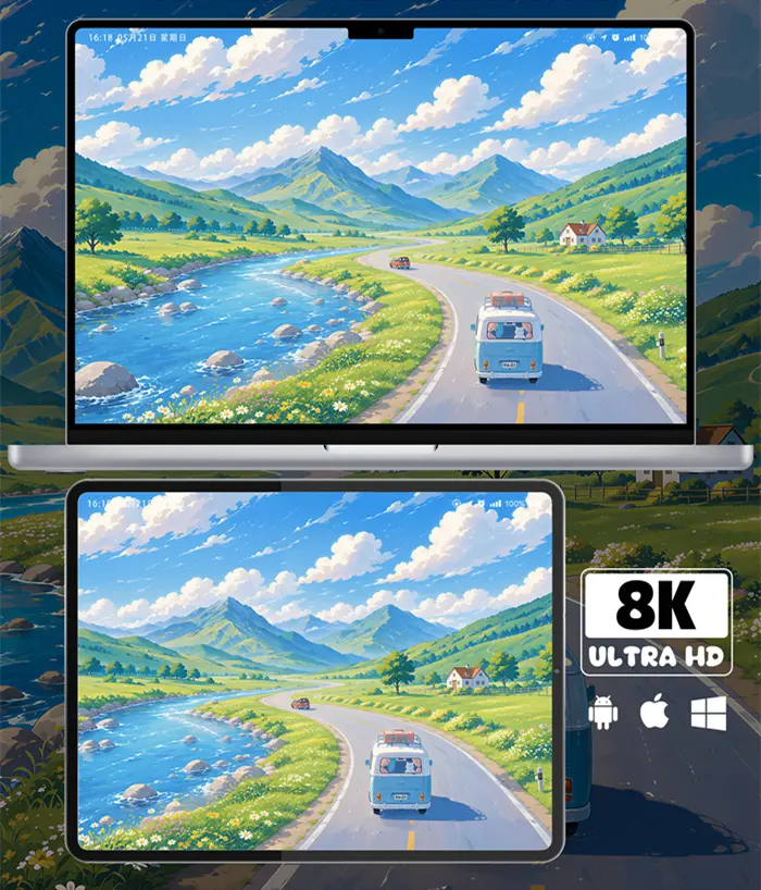 山野旅途漫画治愈系风景8K超清壁纸（共7张图片) 第3张