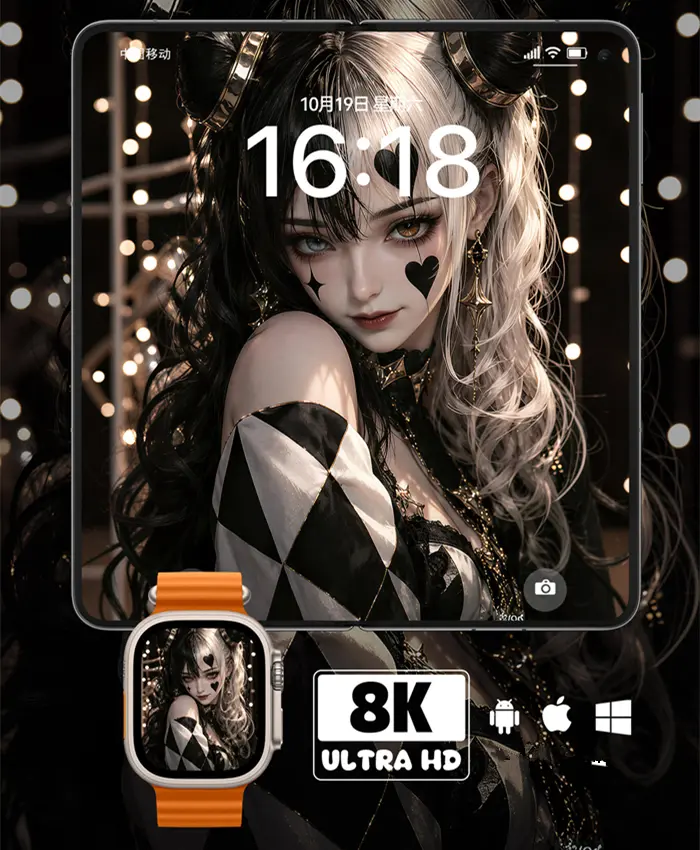 黑白双拼发色美少女8K超清壁纸（共7张图片) 第3张